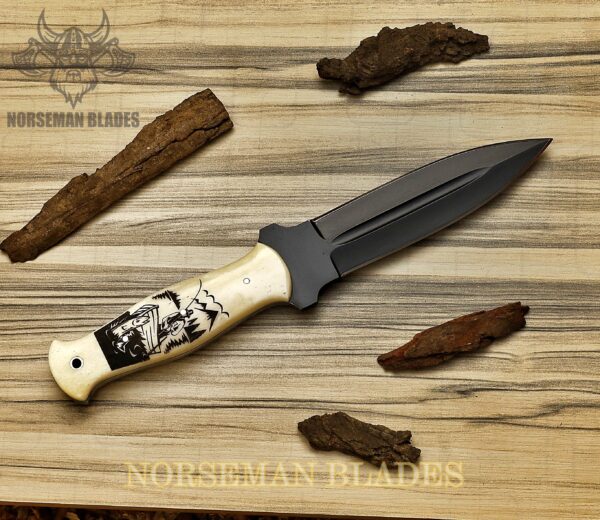 Engraved Camel Bone Dagger – 11" Custom Blade