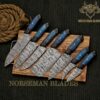 Handcrafted 7-Piece Damascus Steel Collectible Display Set