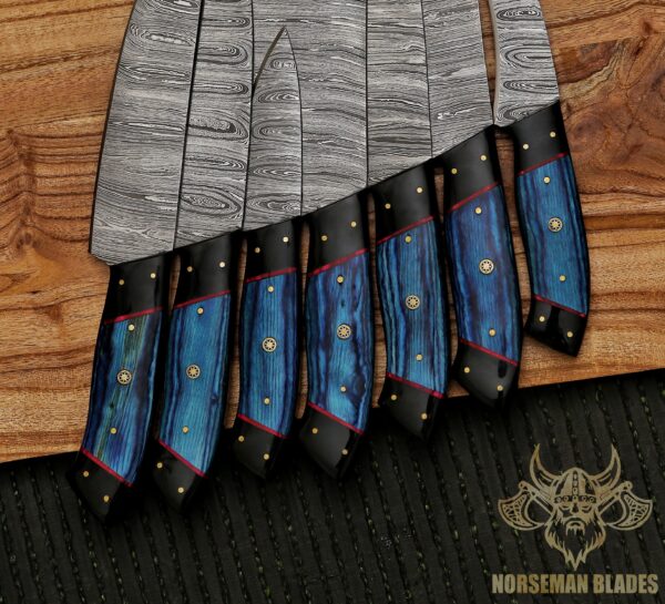 Handcrafted 7-Piece Damascus Steel Collectible Display Set