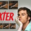 Close-up of Dexter TV show blood slide box and D2 steel knives