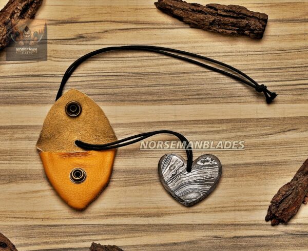Damascus Steel Heart Pendant Set Designed by Cowboy C-Bop