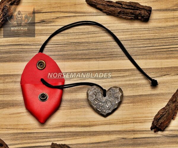 Damascus Steel Heart Pendant Set Designed by Cowboy C-Bop