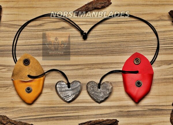 Damascus Steel Heart Pendant Set Designed by Cowboy C-Bop