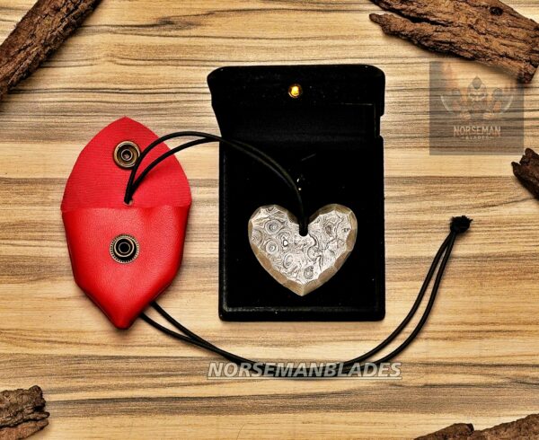 Damascus Steel Heart Pendant Set Designed by Cowboy C-Bop
